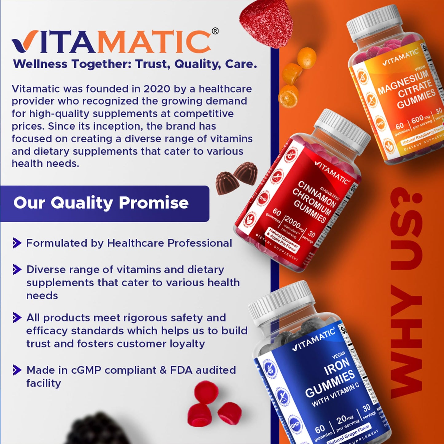 Vitamatic Sugar Free Melatonin 60 mg - 60 Vegetarian Gummies - Non-Habit Forming Supplement - Maple Wellness Supplements