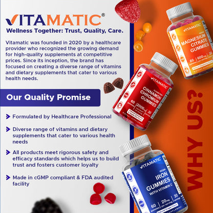 Vitamatic Sugar Free Melatonin 60 mg - 60 Vegetarian Gummies - Non-Habit Forming Supplement - Maple Wellness Supplements