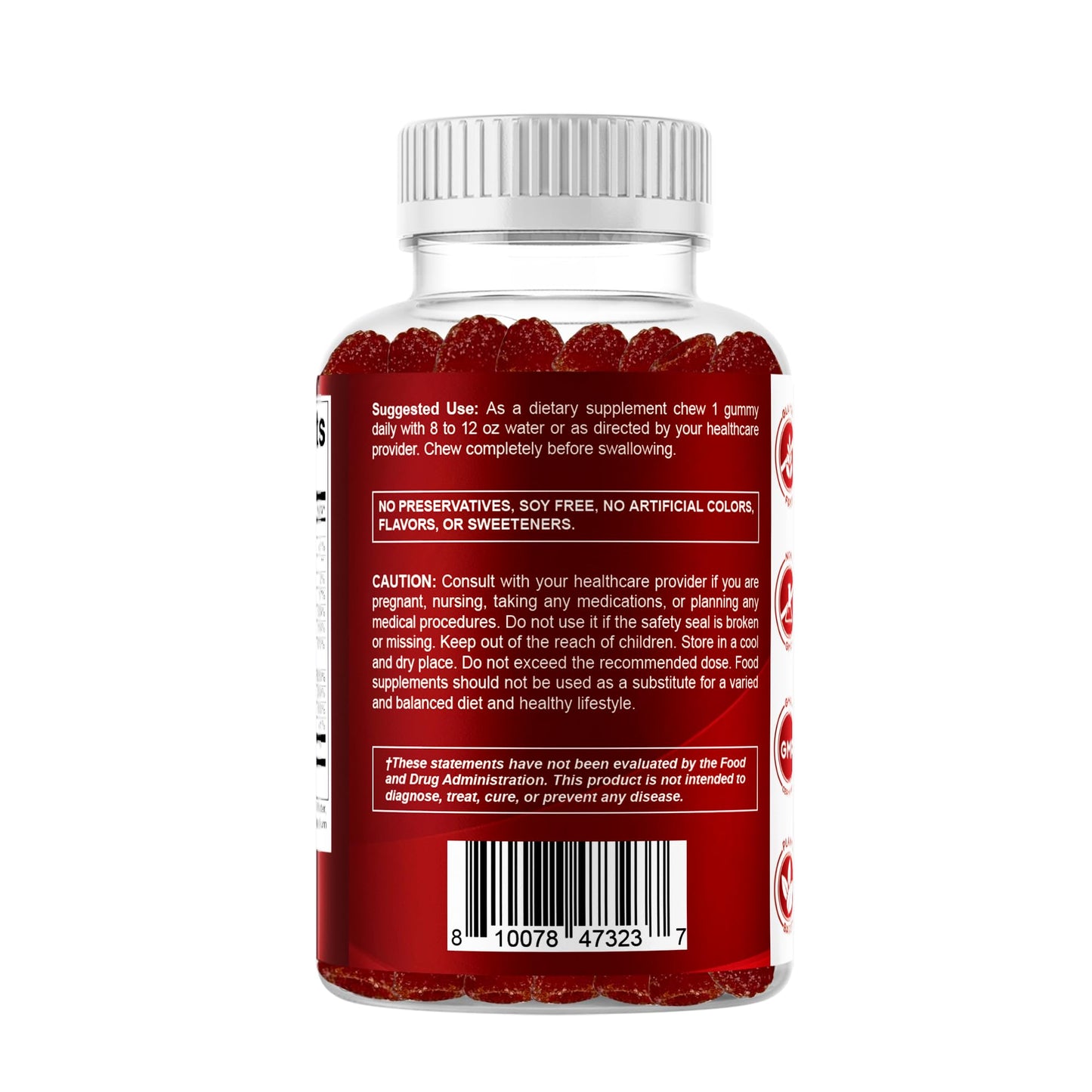 Vitamatic Vitamin B Complex Gummies with Vitamin C & Inositol - Natural Strawberry Flavor - 60 Gummies (1 Bottle) - Maple Wellness Supplements
