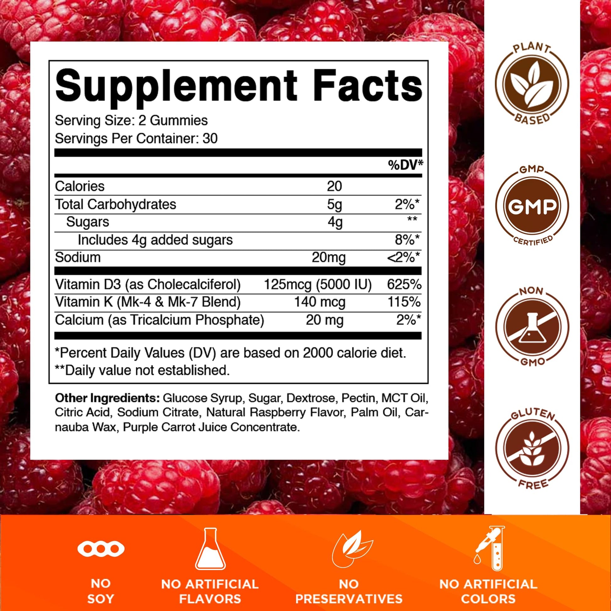 Vitamatic Vitamin D3 & K2 Gummies (2-Pack, 60 Count) Supports Healthy Bones, Heart Health, Calcium Absorption, - Maple Wellness Supplements