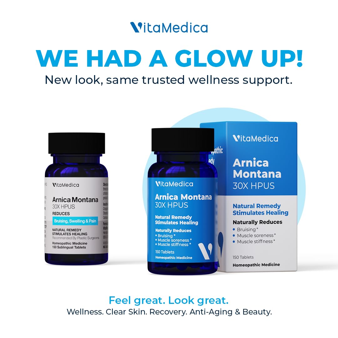 VitaMedica Arnica Montana 30X Homeopathic Tablets for Bruising Pain and Swelling | Plant Based Formula | Recommended by Plastic Surgeons | Natural Recovery Surgery Or Injury | 3 Pack | 150 Servings - Maple Wellness Supplements
