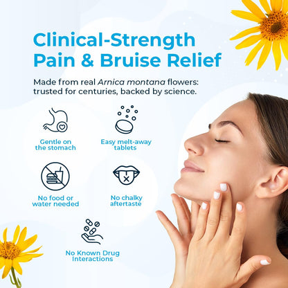 VitaMedica Arnica Montana 30X Homeopathic Tablets for Bruising Pain and Swelling | Plant Based Formula | Recommended by Plastic Surgeons | Natural Recovery Surgery Or Injury | 3 Pack | 150 Servings - Maple Wellness Supplements