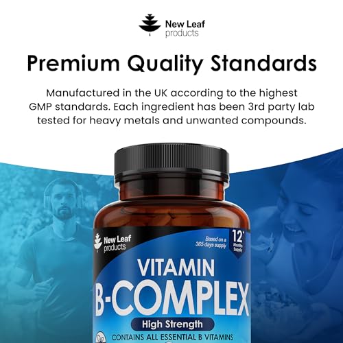 Vitamin B Complex - 365 Small Tablets (One Year Supply) High Strength All 8 B Vitamins - Maple Wellness Supplements