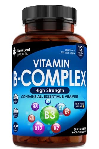 Vitamin B Complex - 365 Small Tablets (One Year Supply) High Strength All 8 B Vitamins - Maple Wellness Supplements