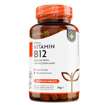Vitamin B12 1000mcg - 365 High Strength Vegan Tablets (1 Year Supply) - Max Strength - Maple Wellness Supplements