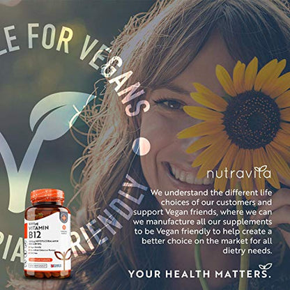 Vitamin B12 1000mcg - 365 High Strength Vegan Tablets (1 Year Supply) - Max Strength - Maple Wellness Supplements