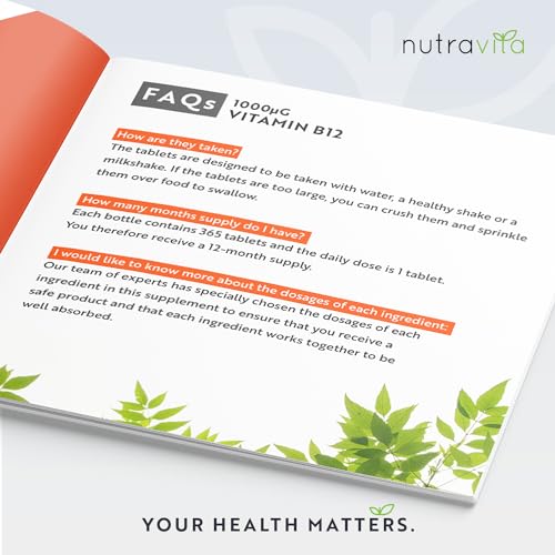 Vitamin B12 1000mcg - 365 High Strength Vegan Tablets (1 Year Supply) - Max Strength - Maple Wellness Supplements