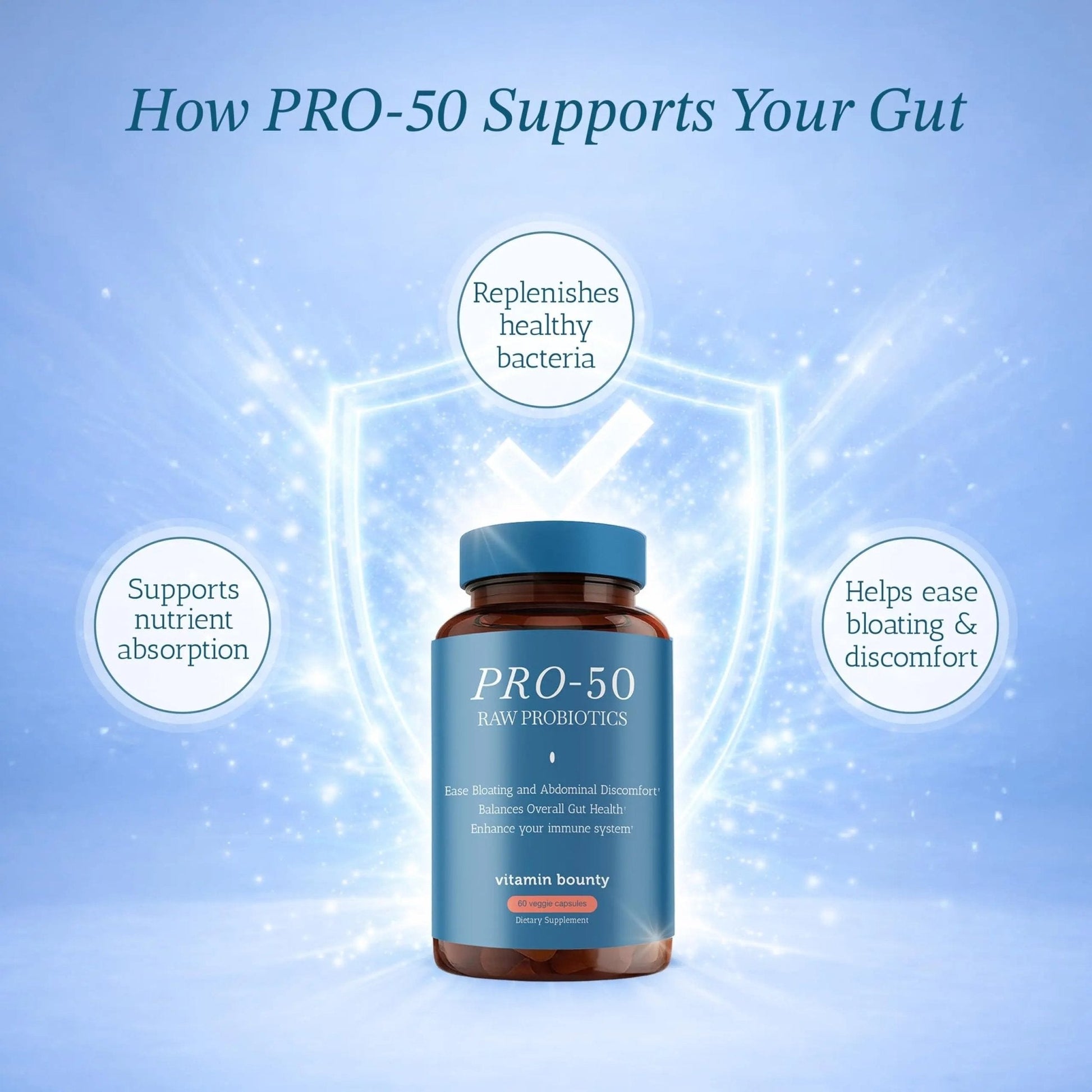 Vitamin Bounty Pro-50 Probiotics 50 Billion CFU for Women & Men - 13 Multi Strain Probiotic + Prebiotic - Digestive Health Supplements for Gut Health Support - Delayed Release Capsules for Men & Women - Maple Wellness Supplements