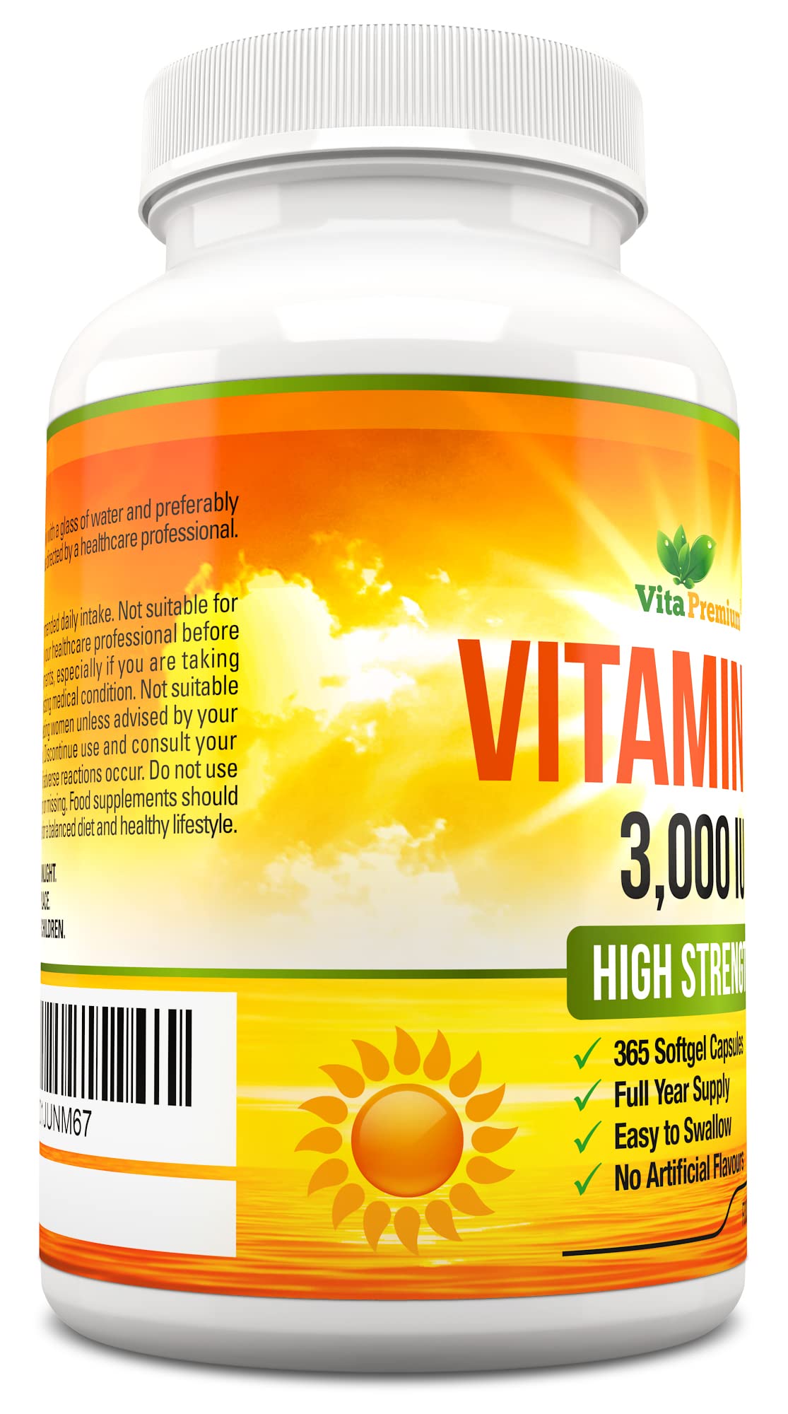 Vitamin D 3,000 IU, High Strength Vitamin D3 Supplement, 365 Easy to Swallow Softgels - Maple Wellness Supplements