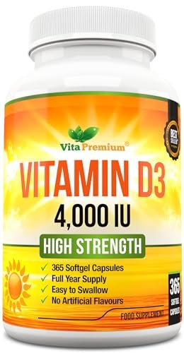 Vitamin D 4,000 IU Softgels, Maximum Strength Vitamin D3 Supplement, 365 Easy to Swallo - Maple Wellness Supplements