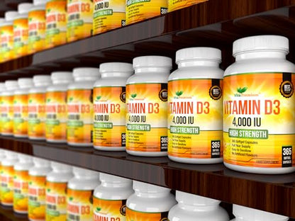 Vitamin D 4,000 IU Softgels, Maximum Strength Vitamin D3 Supplement, 365 Easy to Swallo - Maple Wellness Supplements