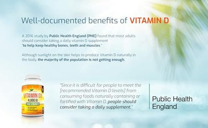 Vitamin D 4,000 IU Softgels, Maximum Strength Vitamin D3 Supplement, 365 Easy to Swallo - Maple Wellness Supplements