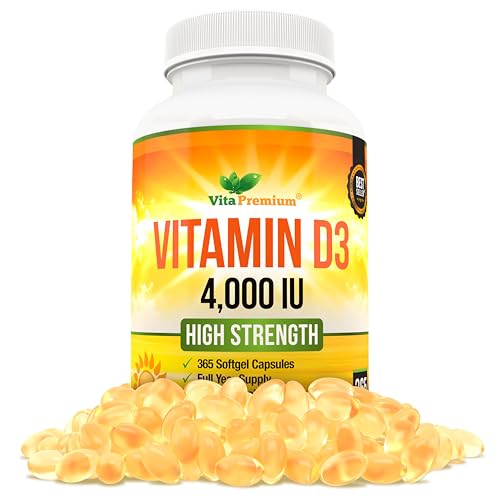 Vitamin D 4,000 IU Softgels, Maximum Strength Vitamin D3 Supplement, 365 Easy to Swallo - Maple Wellness Supplements