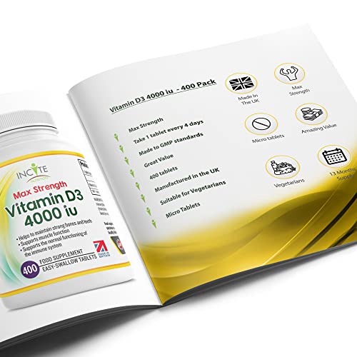 Vitamin D3 4000 iu - Vitamin D Tablets - 1 Year Supply Tablets - Vegetarian - Vitamin D - Maple Wellness Supplements
