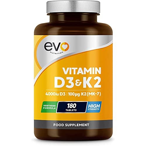 Vitamin D3 4000iu & Vitamin K2 100ug (MK7) |180 Vegetarian Tablets | 1-A-Day | 6 Month - Maple Wellness Supplements