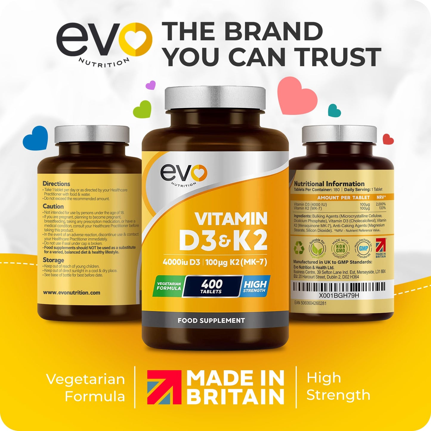 Vitamin D3 4000iu & Vitamin K2 100ug MK7 | 400 Vegetarian Tablets - 1 Year Supply - Maple Wellness Supplements