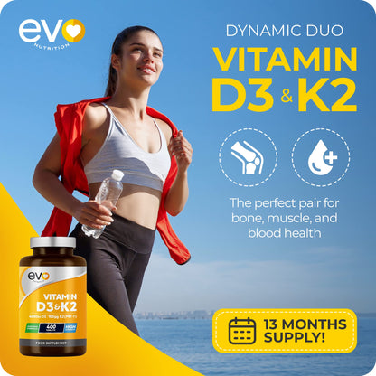 Vitamin D3 4000iu & Vitamin K2 100ug MK7 | 400 Vegetarian Tablets - 1 Year Supply - Maple Wellness Supplements