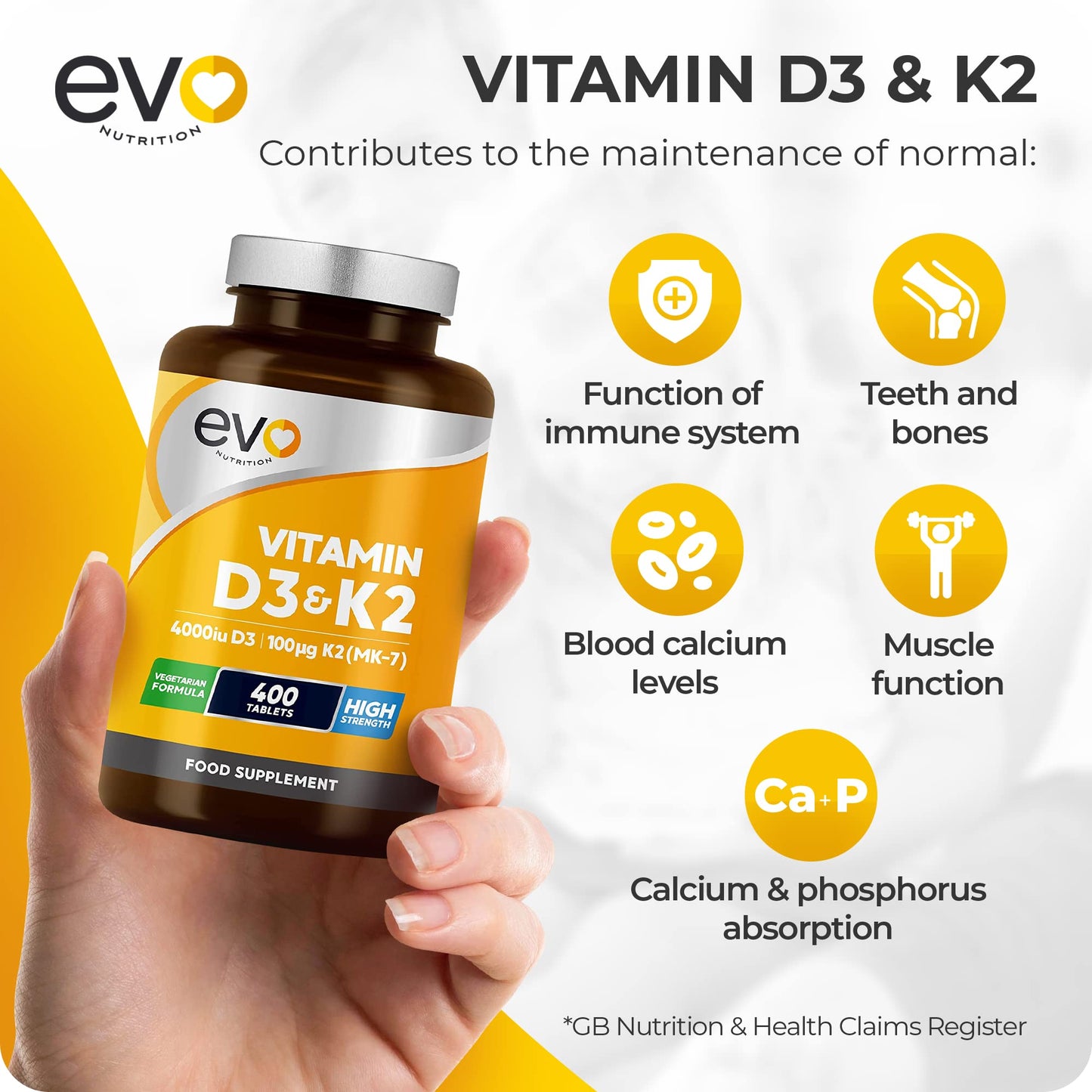 Vitamin D3 4000iu & Vitamin K2 100ug MK7 | 400 Vegetarian Tablets - 1 Year Supply - Maple Wellness Supplements