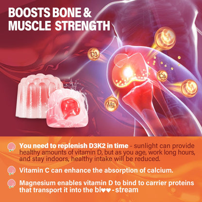 Vitamin D3 K2 Gummies 5000IU / 10,000 IU with 500mg Calcium + K2(MK-7) 200mcg, Magnesium, Vitamin C & Zinc, Extra Strength - Ultimate Absorbency for Bones - Maple Wellness Supplements