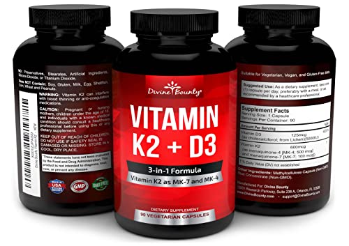 Vitamin K2 (MK7 & MK4) with D3 Supplement - Vitamin K & D as MK-7 100mcg, MK-4 500mcg - Maple Wellness Supplements