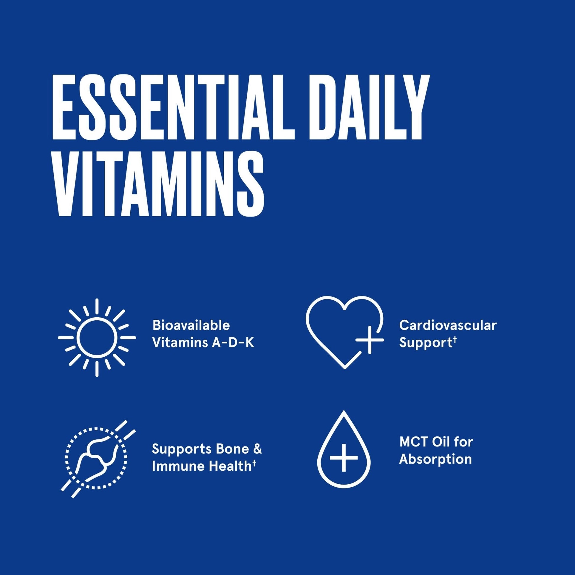 Vitamins A-D-K, 30 Softgels, 900mcg Vitamin A, with 5000 IU D3, K1, K2, K3, High Potency - Maple Wellness Supplements