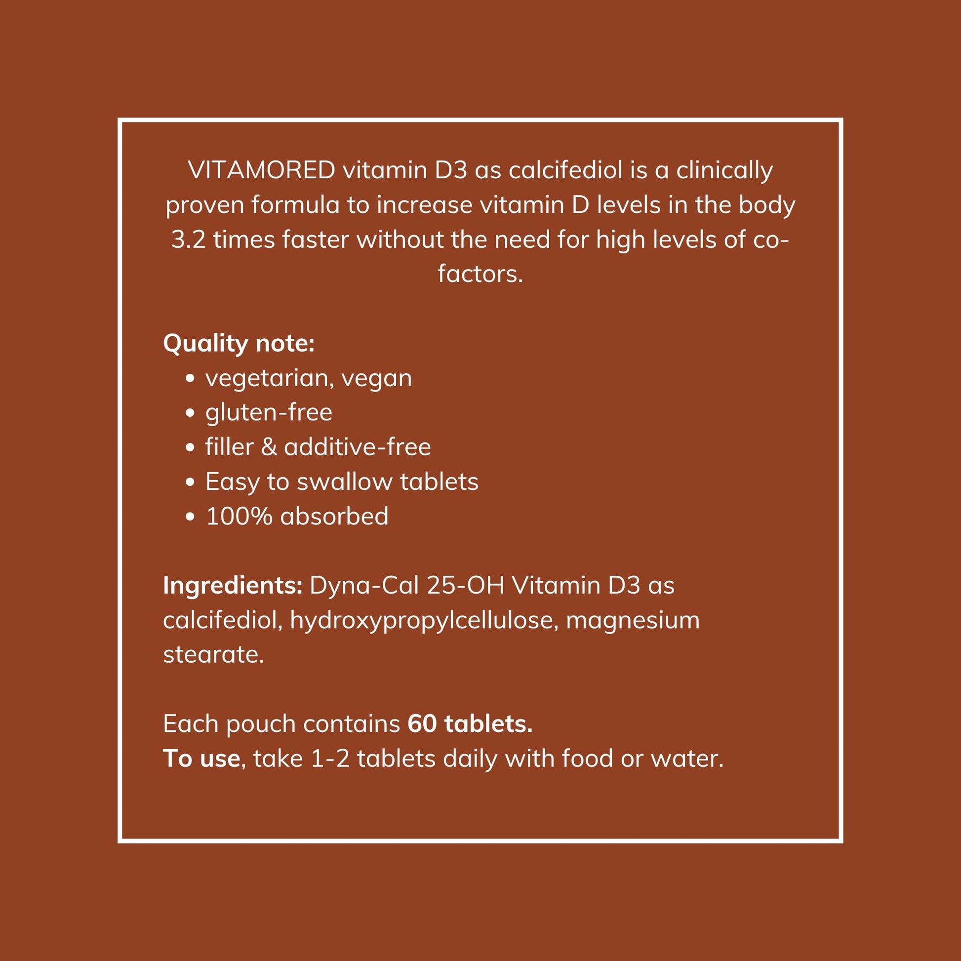 VitamoreD Vitamin D Calcifediol 10 mcg | Easy Swallow Tablets | Two-A-Day | 30 Day Supply | 60 Tablets - Maple Wellness Supplements