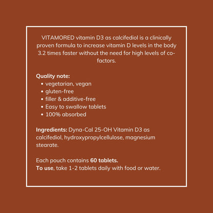 VitamoreD Vitamin D Calcifediol 10 mcg | Easy Swallow Tablets | Two-A-Day | 30 Day Supply | 60 Tablets - Maple Wellness Supplements
