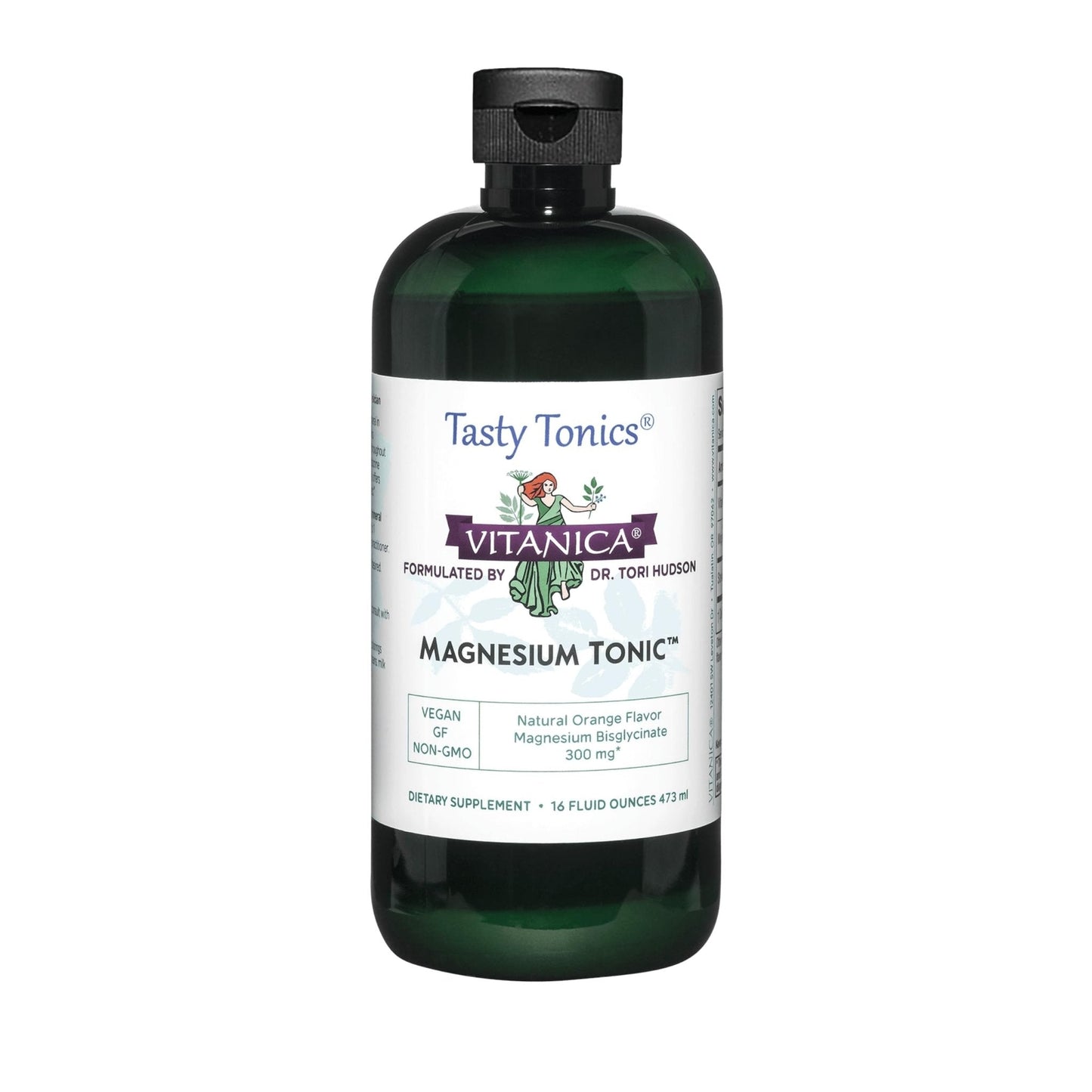 Vitanica Magnesium Tonic, Liquid Magnesium Bisglycinate Chelate 300 mg with Vitamin B6, Dr Formulated Supplement, Orange Flavor, Vegan, Gluten Free and Non-GMO,16 fl oz - Maple Wellness Supplements
