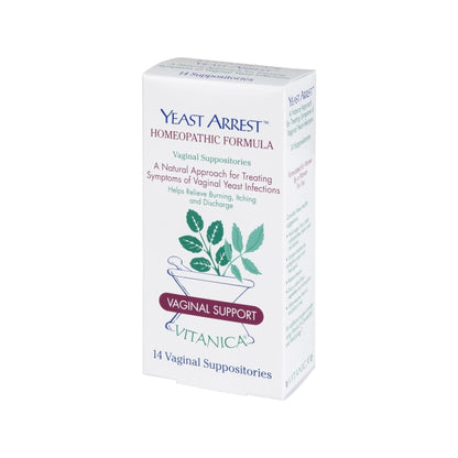 Vitanica Yeast Arrest, Homeopathic Vaginal Suppositories, for Yeast Infection Symptoms, Relieves Burning, Itching & Discharge, with Boric Acid, Tea Tree Oil & Probiotics, Vegan (Pro Logo, 14ct) - Maple Wellness Supplements