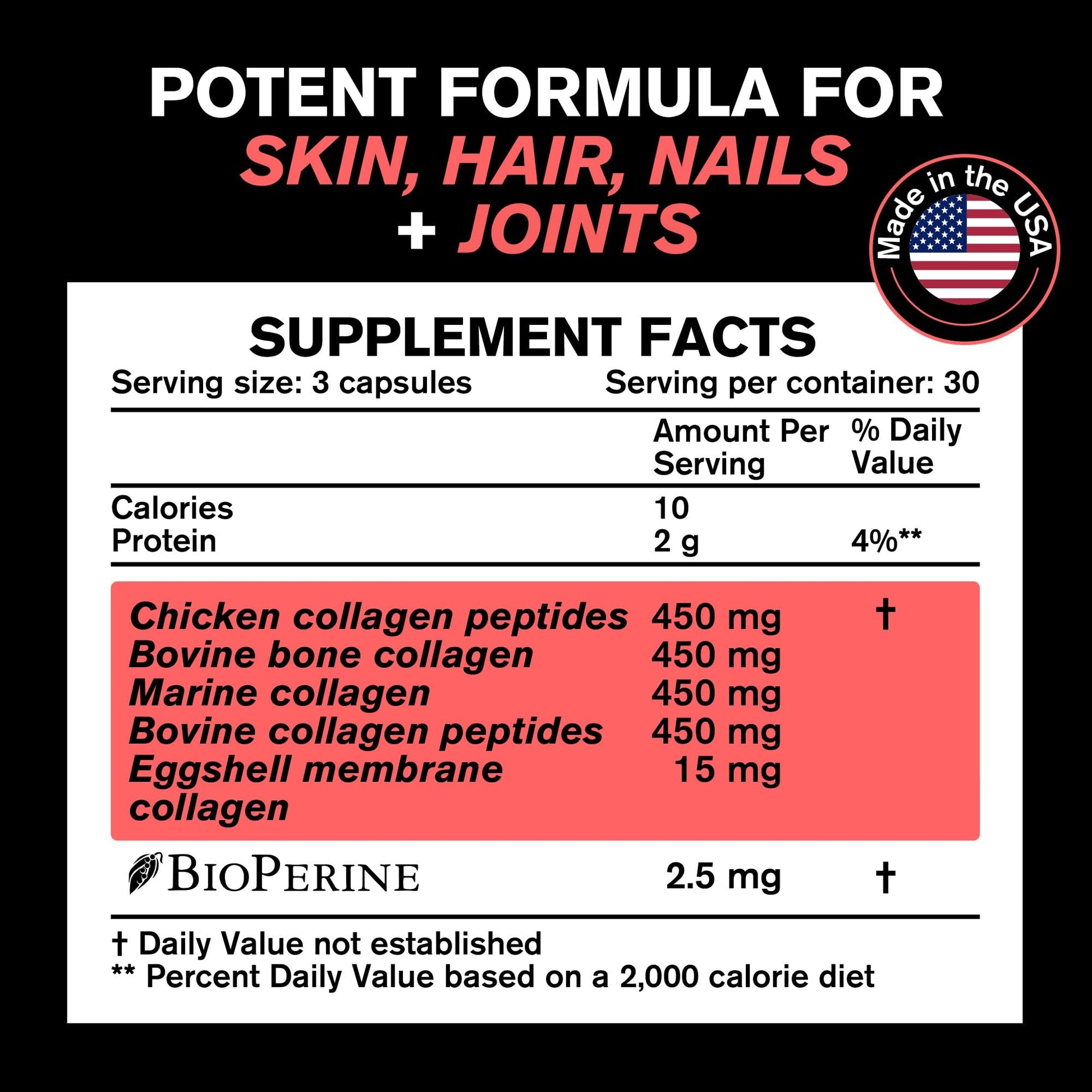 VitaRaw Collagen Pills 1800 mg - Multi Collagen Supplements (Types I, II, III, V & X) Grass Fed Non GMO Collagen Peptides Pills for Hair, Skin and Joints - Hydrolyzed Collagen Protein Powder - Maple Wellness Supplements