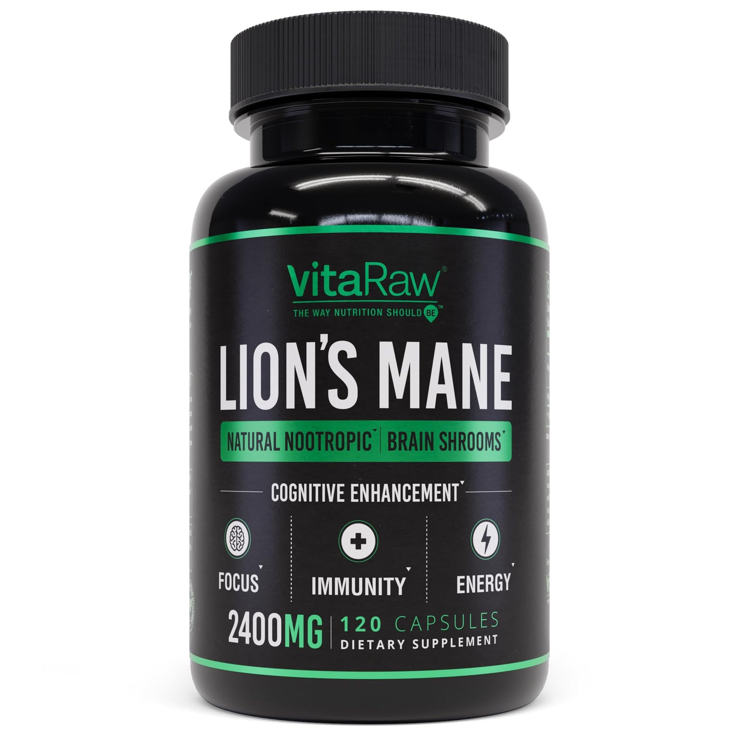 VitaRaw Organic Lions Mane Supplement Capsules 2400 mg - Powerful Nootropic - Helps Maintain Memory, Energy, and Mental Clarity - Vegan Brain Booster Focus Pills - Real Lion's Mane Supplement - Maple Wellness Supplements
