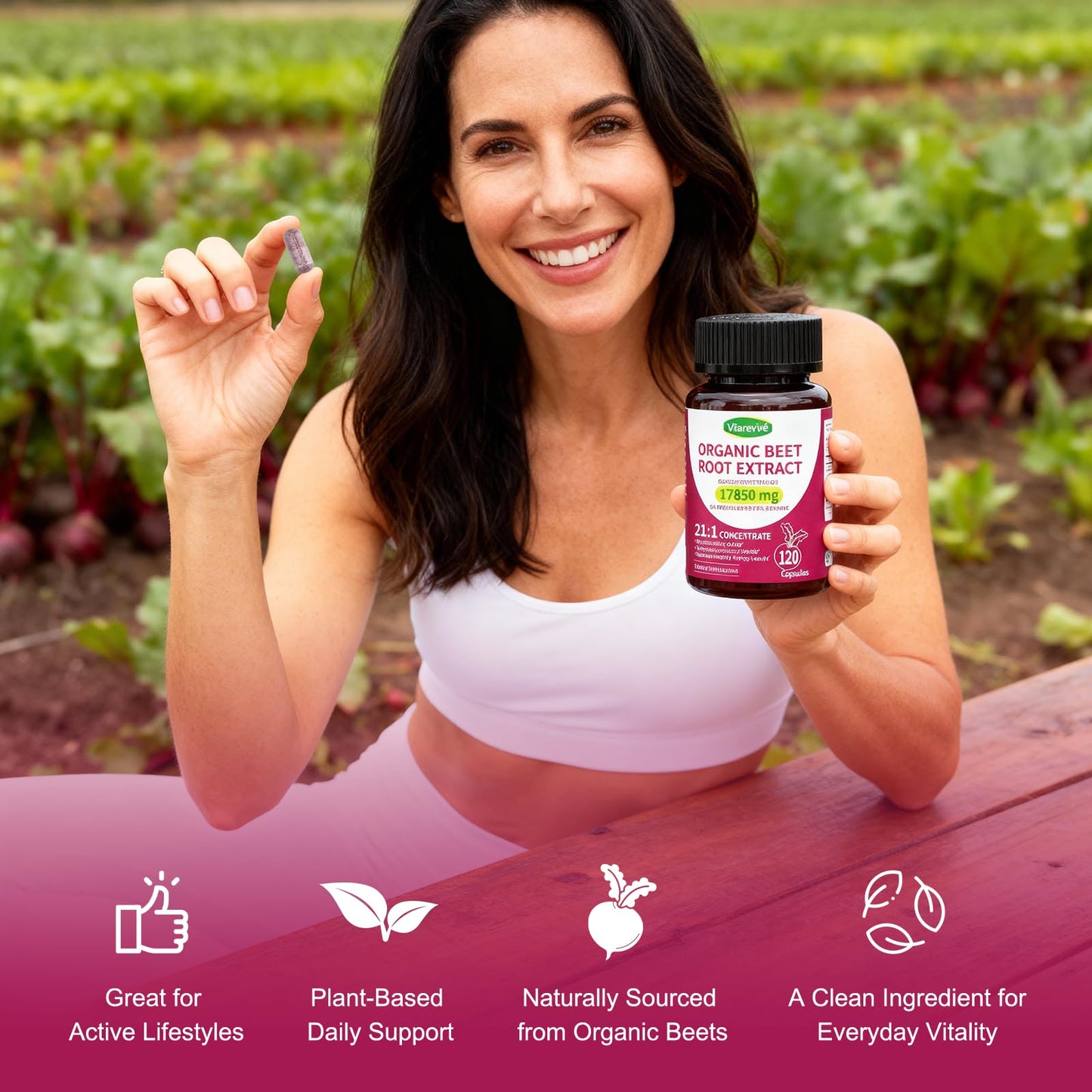 Vitarevive Organic Beet Root Capsules with Beetroot Extract 17850mg 21:1 Concentrated Beetroot Supplement Supports Circulation and Nitric Oxide - Maple Wellness Supplements