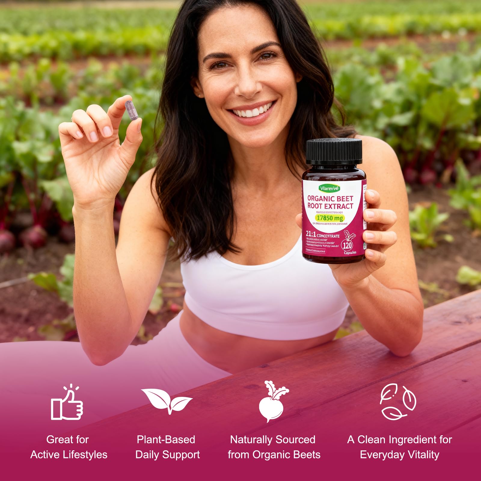 Vitarevive Organic Beet Root Capsules with Beetroot Extract 17850mg 21:1 Concentrated Beetroot Supplement Supports Circulation and Nitric Oxide - Maple Wellness Supplements