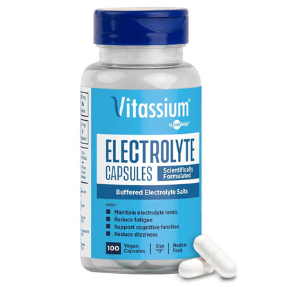 Vitassium Electrolyte Capsules, Electrolytes for The Management of POTS and High Sodium Diets (500mg Sodium - 100mg Potassium) - Maple Wellness Supplements