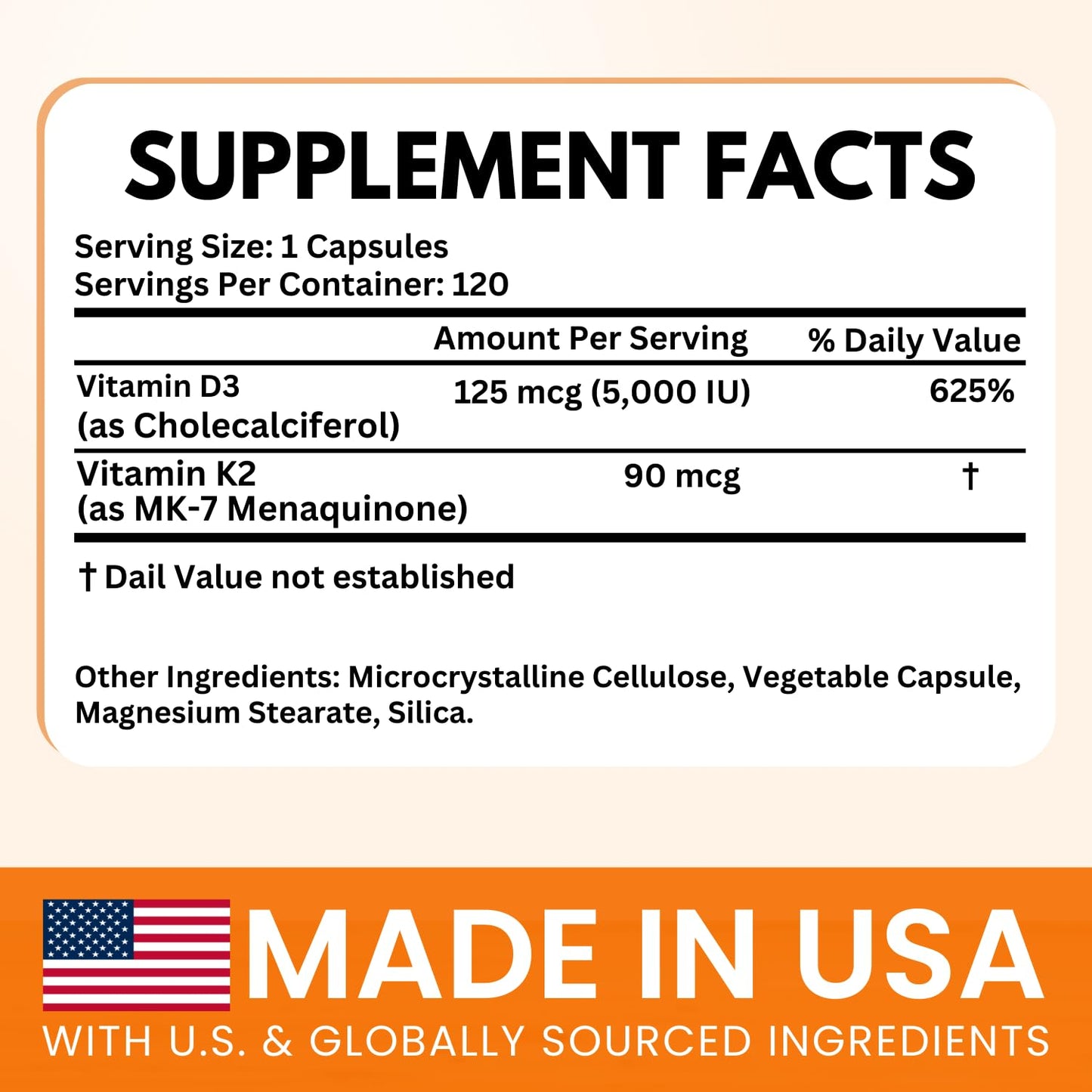 VITBOOST Vitamin D3 K2 Complex - Easy to Swallow - Vitamin D (D3) 5000 IU (125 mcg) & K2(MK-7) 90 mcg | Non-GMO | Gluten-Free - Maple Wellness Supplements