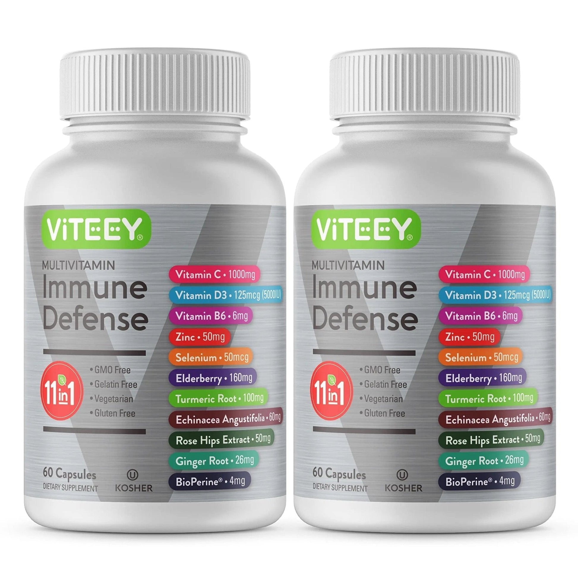 VITEEY 11 in 1 Immune Support Supplement - Immune Defense with Vitamin D3, B6, Echinacea, Turmeric, Rose-HIPS, Selenium - Maple Wellness Supplements
