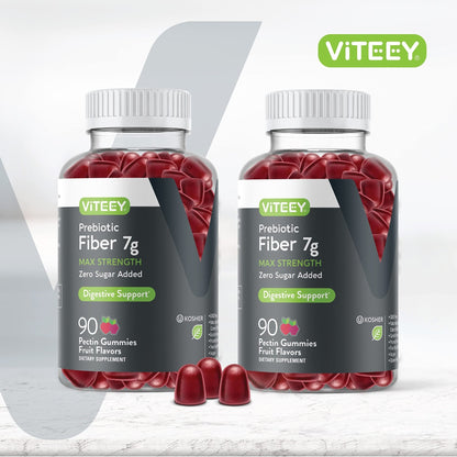 VITEEY Prebiotic Fiber Gummies for Adults, 7g - Gut Health & Digestive Soluble Fiber Supplement Gummies - Zero Sugar Added, Vegan, Gluten-Free - 180 Count - Maple Wellness Supplements