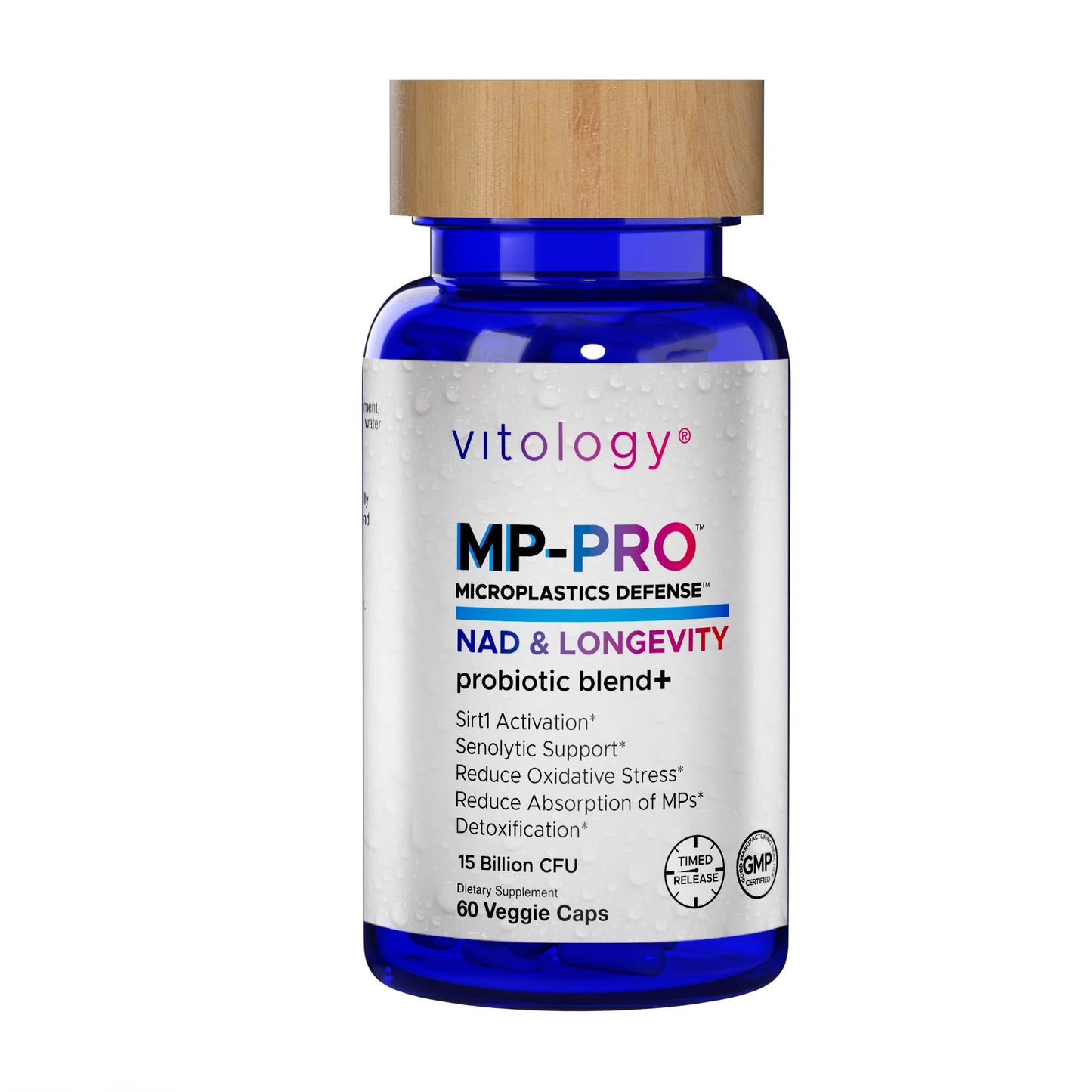 Vitology MP-PRO Microplastics Defense | 15 Billion CFU Probiotic + Antioxidant Blend | NMN, NAC, Glutathione, Resveratrol & Charcoal | Supports Cellular Detox, Longevity & Gut Health – 60 Capsules - Maple Wellness Supplements