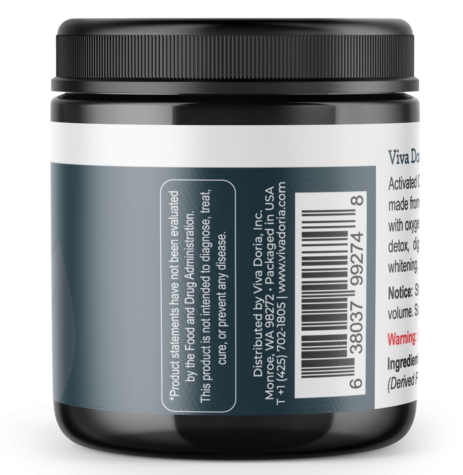 Viva Doria Activated Charcoal Powder, Hardwood Derived, Food Grade, 4 Oz - Maple Wellness Supplements