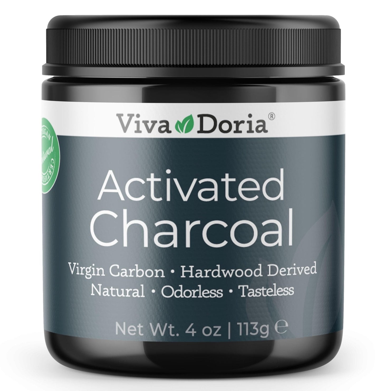 Viva Doria Activated Charcoal Powder, Hardwood Derived, Food Grade, 4 Oz - Maple Wellness Supplements