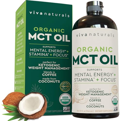 Viva Naturals Organic MCT Oil for Keto Coffee (32 fl oz) - Best MCT Oil Supplement - Maple Wellness Supplements