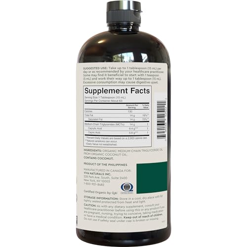Viva Naturals Organic MCT Oil for Keto Coffee (32 fl oz) - Best MCT Oil Supplement - Maple Wellness Supplements