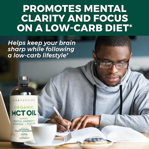 Viva Naturals Organic MCT Oil for Keto Coffee (32 fl oz) - Best MCT Oil Supplement - Maple Wellness Supplements