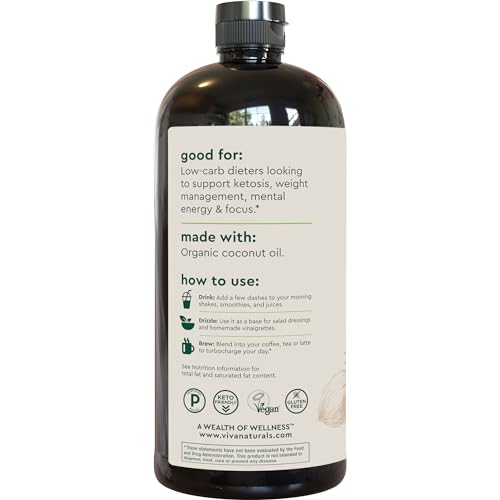 Viva Naturals Organic MCT Oil for Keto Coffee (32 fl oz) - Best MCT Oil Supplement - Maple Wellness Supplements