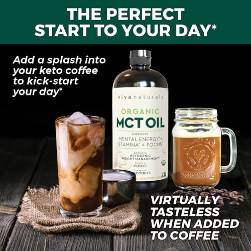 Viva Naturals Organic MCT Oil for Keto Coffee (32 fl oz) - Best MCT Oil Supplement - Maple Wellness Supplements