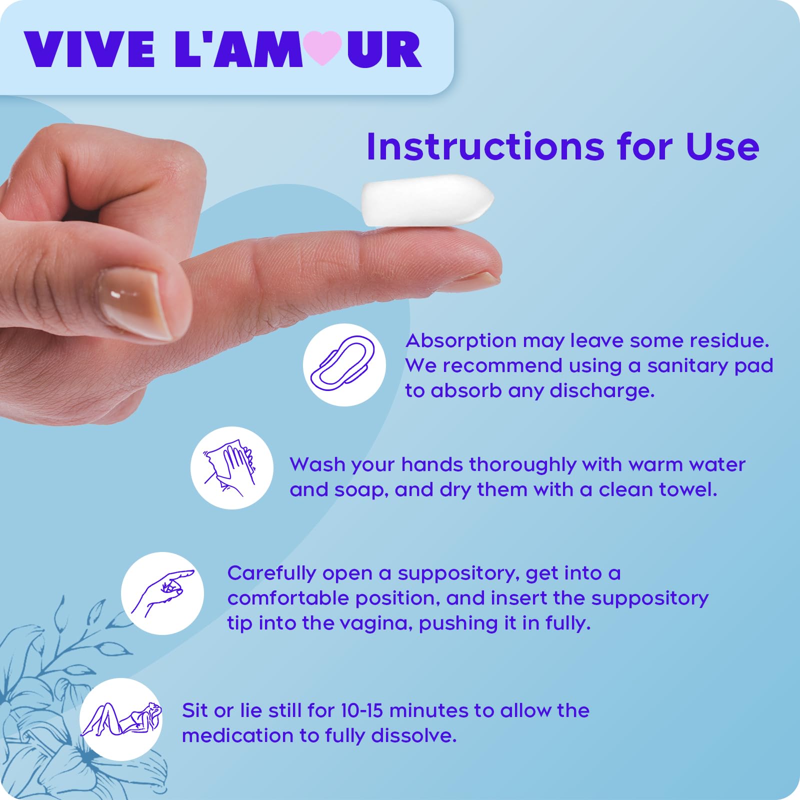 Vive L'Amour 15mg Hyaluronic Acid Vaginal Suppositories (2-Pack, 24 Count), Vaginal Moisturizer, Continuous Hydration, Relieves Vaginal Dryness, Restores Natural Softness & Elasticity, Vaginal Health - Maple Wellness Supplements