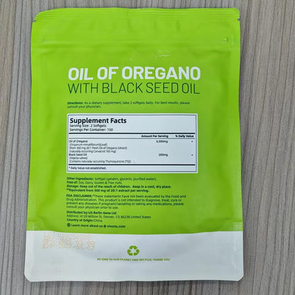 VivoNu Oil of Oregano with Black Seed Oil, Balanced Oil of Oregano Capsules, 300 Count Organic OreganoOil Softgels - Maple Wellness Supplements