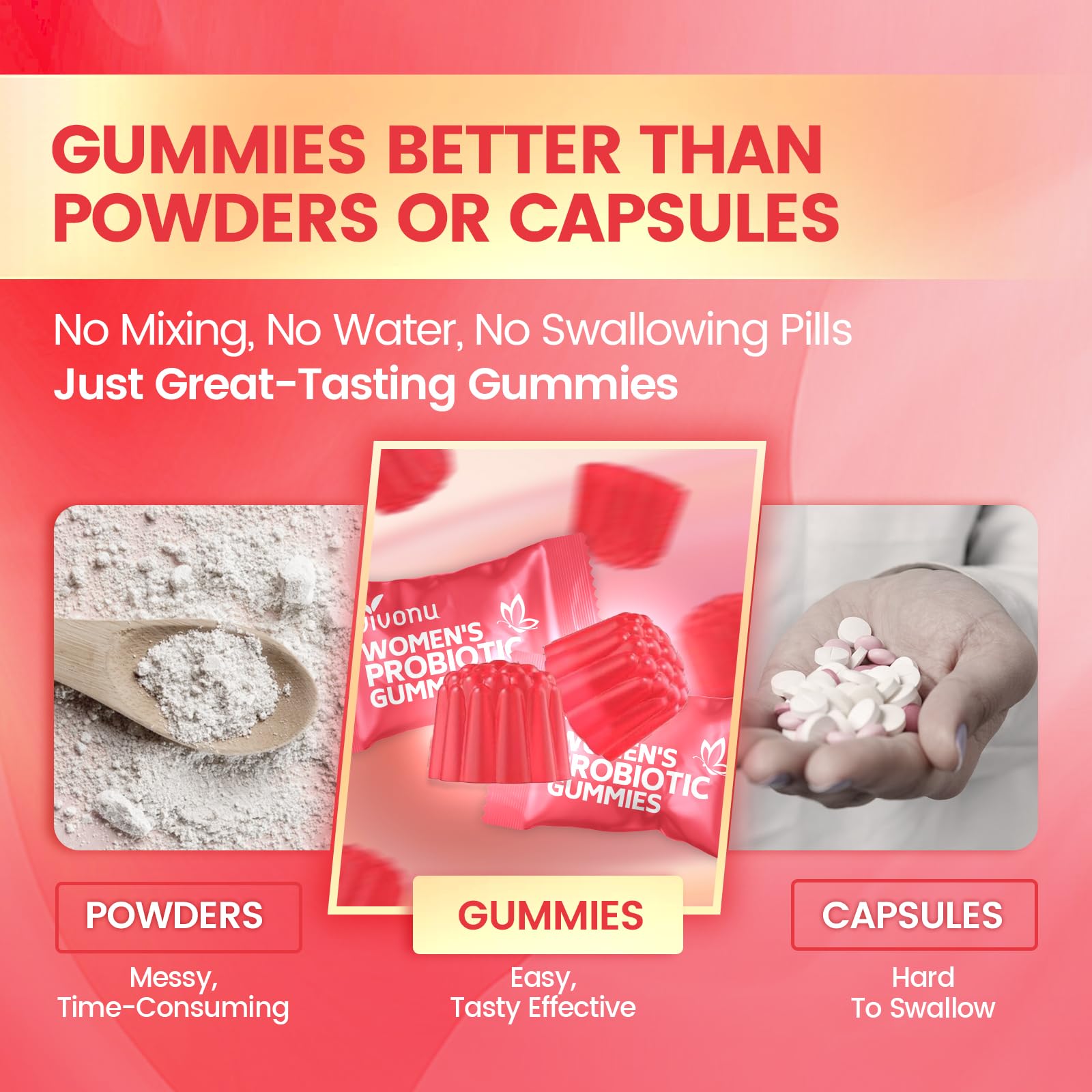 VivoNu Viginal Probiotics for Women, Women Probiotic Gummies, Feminine Balance Gummies, Prebiotic Gummy, Cranberry Probiotics for Woman Vaginigal Health, Yeast Ph Balance| 60 Gummies - Maple Wellness Supplements