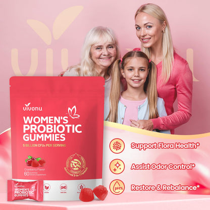 VivoNu Viginal Probiotics for Women, Women Probiotic Gummies, Feminine Balance Gummies, Prebiotic Gummy, Cranberry Probiotics for Woman Vaginigal Health, Yeast Ph Balance| 60 Gummies - Maple Wellness Supplements