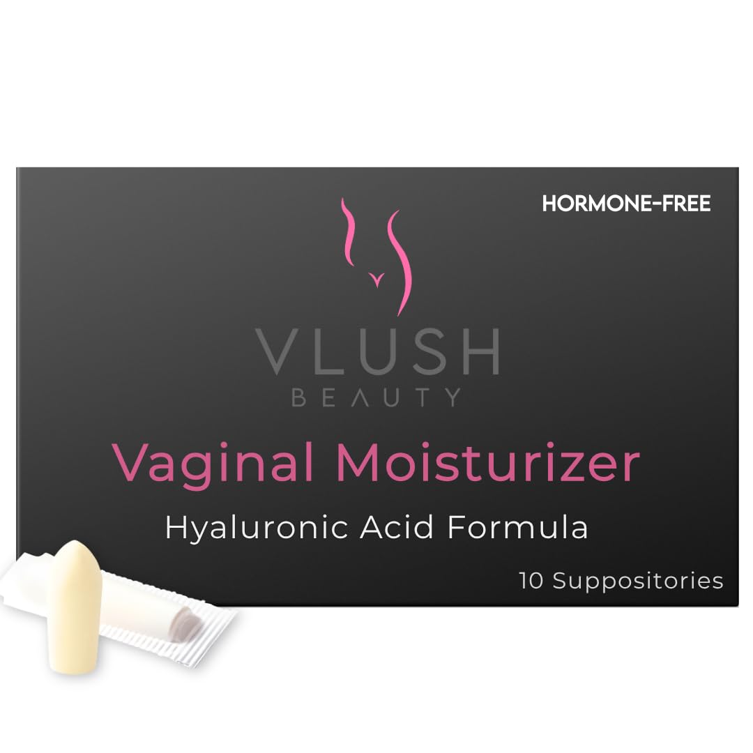 VLUSH Vaginal Moisturizer: Hormone-Free Hyaluronic Acid Suppositories for Dryness & Intimate Comfort – Clean Support for Menopause & Perimenopause (10pk) - Maple Wellness Supplements